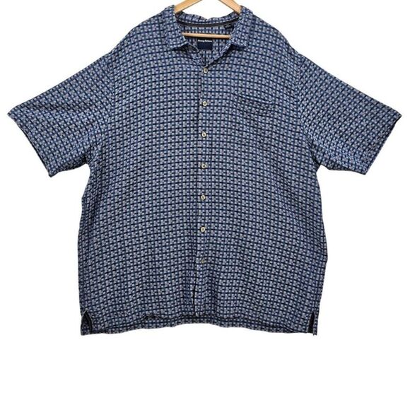 Tommy Bahama Mens 4XT Silk Blend Blue Purple Basketweave Button Up Shirt - Picture 1 of 10